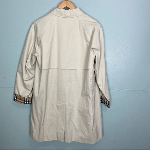 Burberry Womens Car Coat Nova Check Plaid Sz 12‎ R Cream - Picture 8 of 16